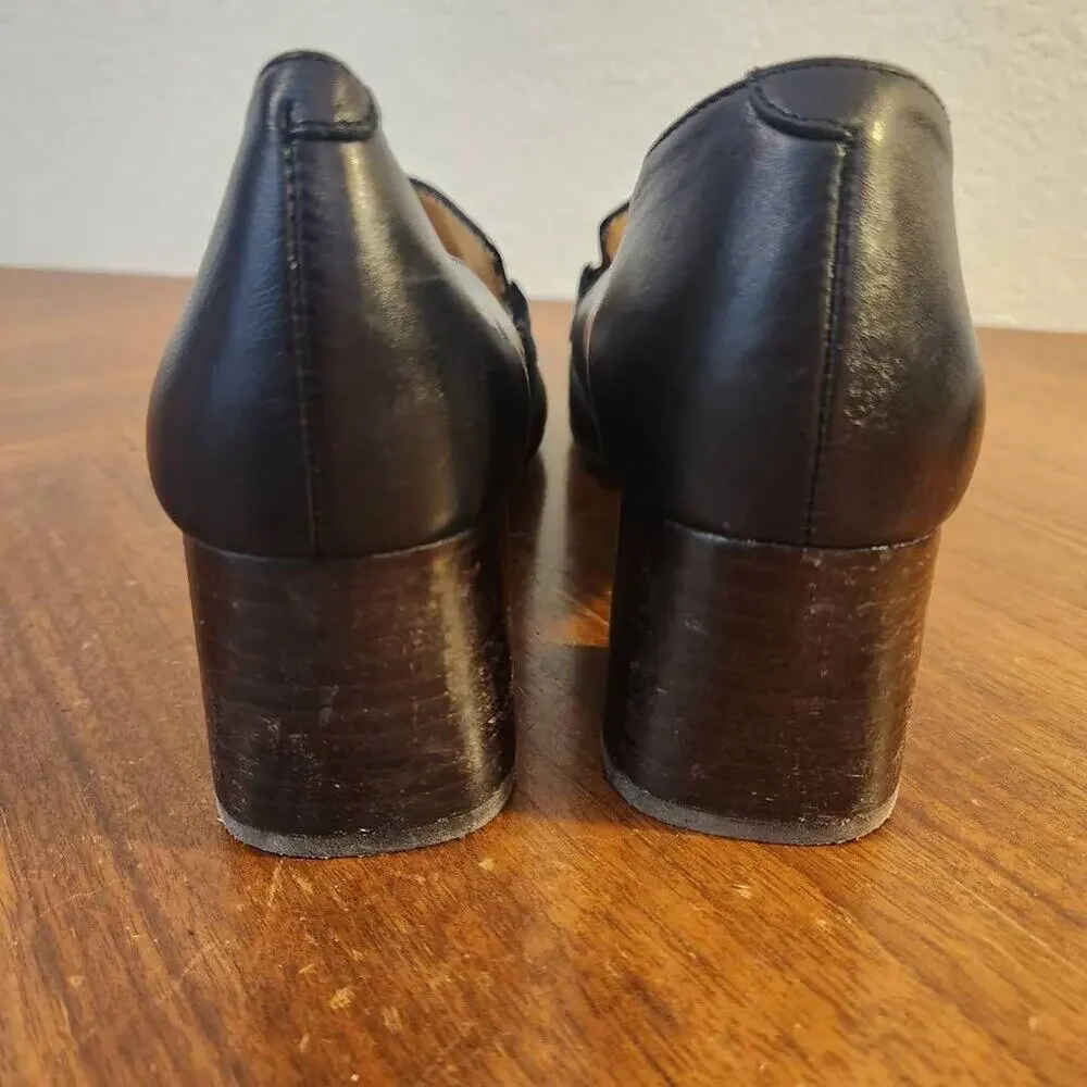 Anthropologie Black Chain Loafers Size 7.5
